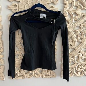 Armani Exchange Black Cut-Out Long Sleeve Top